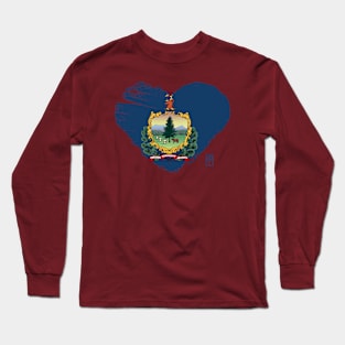 U.S. State - I Love Vermont - Vermont Flag Long Sleeve T-Shirt